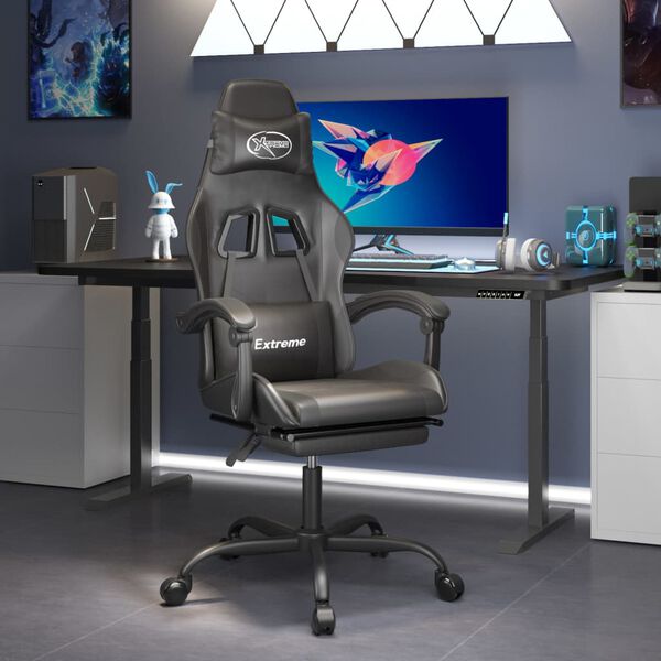 vidaXL Gaming-Stuhl mit Fu&szlig;st&uuml;tze Schwarz Kunstleder