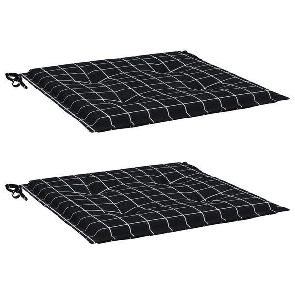 vidaXL Gartenstuhl-Kissen 2 Stk. Schwarz Karomuster 50x50x4 cm Stoff
