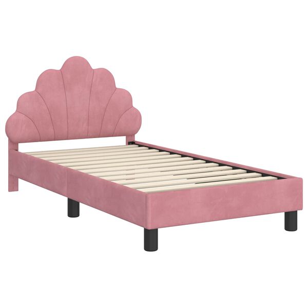 vidaXL Kinderbettgestell mit Kopfteil Rosa 80 x 160 cm Samt