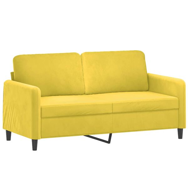 vidaXL 3-tlg. Sofagarnitur mit Kissen Gelb Samt
