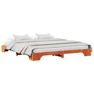 vidaXL Bettrahmen Wachsbraun 200 x 200 cm Massives Kiefernholz