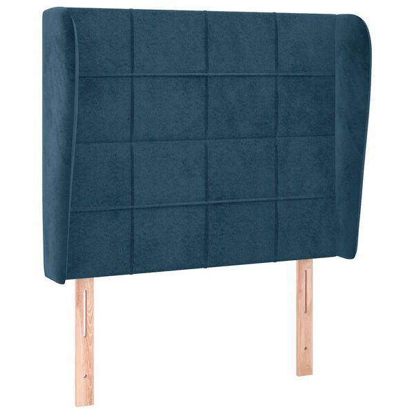 vidaXL Kopfteil mit Ohren Dunkelblau 103x23x118/128 cm Samt