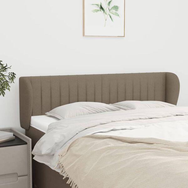 vidaXL Kopfteil mit Ohren Taupe 147x23x78/88 cm Stoff