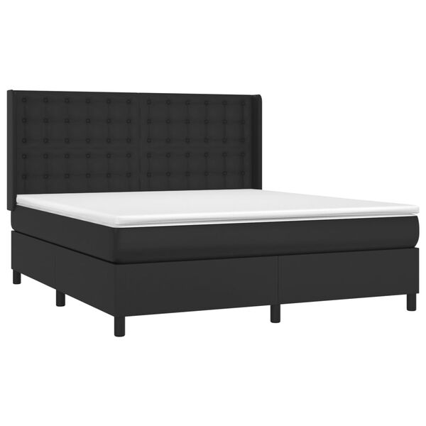 vidaXL Boxspringbett mit Matratze Schwarz 160x200 cm Kunstleder