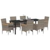 vidaXL Garten Essgruppe mit Kissen 7 pcs Grau Poly-Rattan