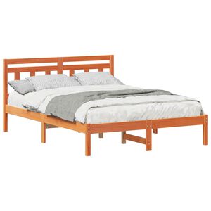 vidaXL Bettrahmen Braun 135 x 190 cm Massives Kiefernholz