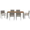 vidaXL Garten Essgruppe 7 pcs Grau Poly-Rattan