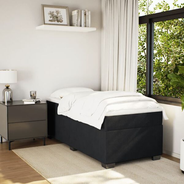 vidaXL Boxspringbett mit Matratze Schwarz 90x190 cm Samt