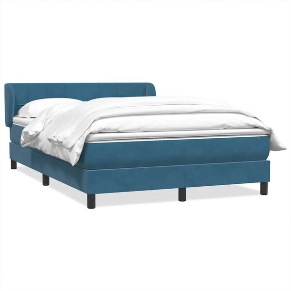 vidaXL Boxspringbett mit Matratze Dunkelblau 140x220 cm Samt