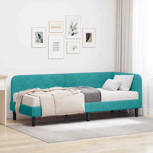 vidaXL Eckbettgestell T&uuml;rkis 80 x 200 cm Samt
