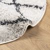 vidaXL Teppich Shaggy Hochflor Modern Creme und Schwarz &Oslash; 80 cm