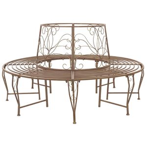 vidaXL Baumbank 8-Sitzanzahl &Oslash; 160 x 89 cm Stahl Antikbraun Rund