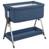 vidaXL Babybett mit Matratze Marineblau Leinenstoff