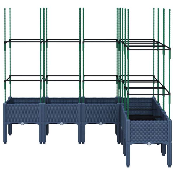 vidaXL Pflanzk&uuml;bel mit Rankgitter Blaugrau 160x120x142,5 cm PP