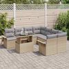 vidaXL Garten-Sofa-Set mit Kissen 9 pcs Beige Poly Rattan