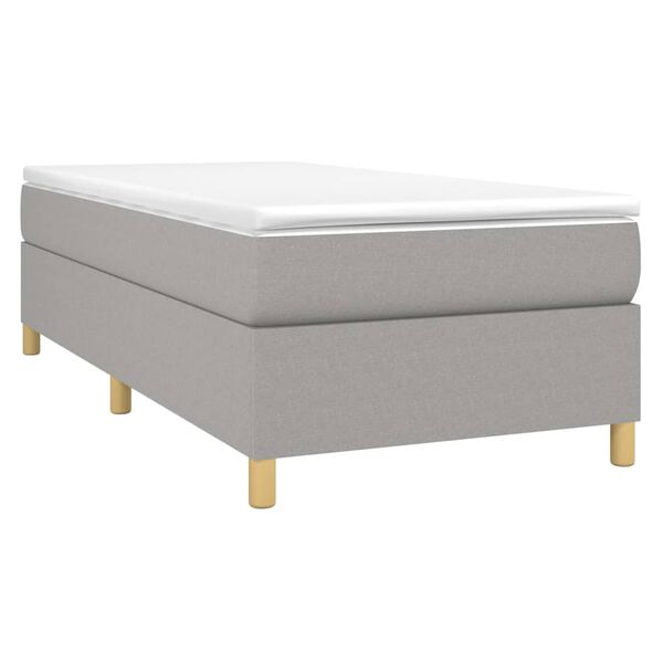 vidaXL Boxspringbett mit Matratze Hellgrau 90x200 cm Stoff