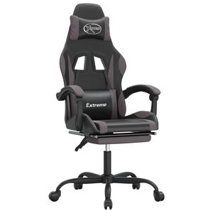 vidaXL Gaming-Stuhl mit Fu&szlig;st&uuml;tze Schwarz und Grau Kunstleder