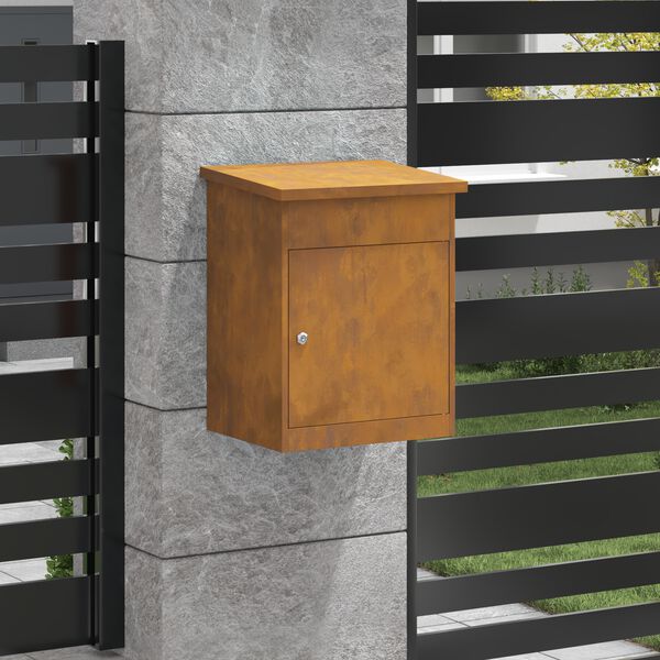 vidaXL Paketdrop-Box mit T&uuml;r Rostig 47,5 x 38 x 59 cm Wetterfeststahl