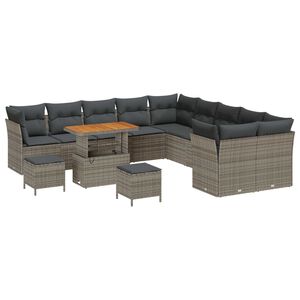 vidaXL Garten-Sofa-Set 13 pcs Grau Poly-Rattan