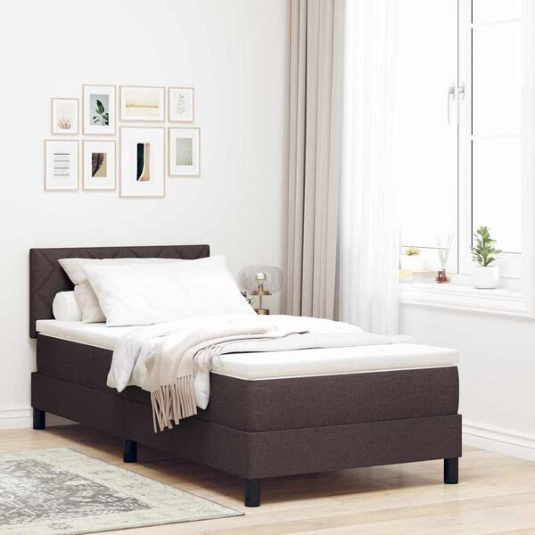 vidaXL Boxspringbett mit Matratze Dunkelbraun 90 x 190 cm Stoff