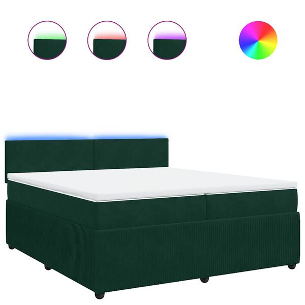vidaXL Boxspringbett mit Matratze Dunkelgr&uuml;n 200x200 cm Samt