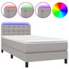 vidaXL Boxspringbett mit Matratze & LED Hellgrau 90x190 cm Stoff