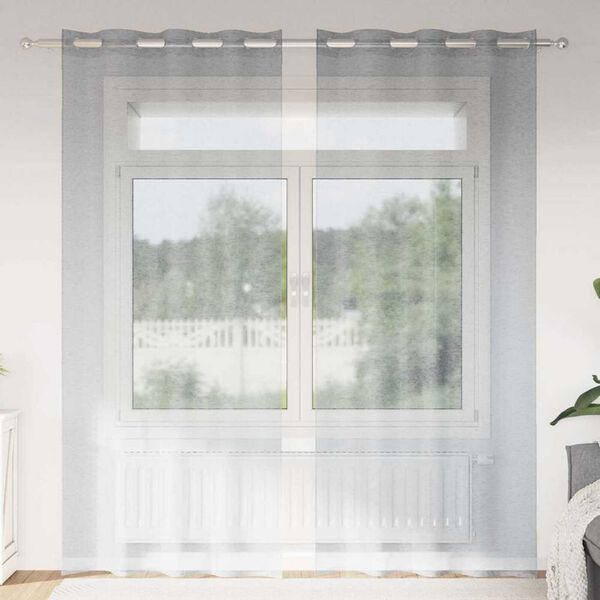 vidaXL Voile-Vorhang 2 pcs Dunkelgrau 245 x 140 cm Polyester