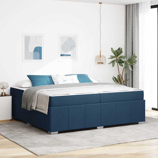 vidaXL Bettrahmen mit Matratze Blau 200 x 200 cm Stoff