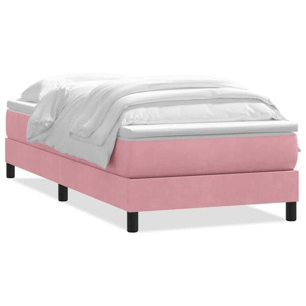 vidaXL Boxspringbett mit Matratze Rosa 100x220 cm Samt