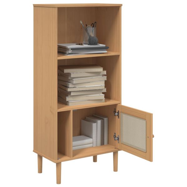 vidaXL B&uuml;cherschrank SENJA Rattan-Look Braun 60x35x130 cm Kiefernholz
