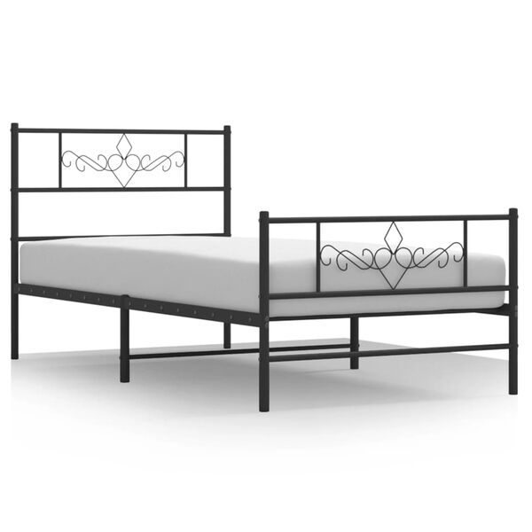 vidaXL Bettgestell mit Kopf- und Fu&szlig;teil Metall Schwarz 80x200 cm