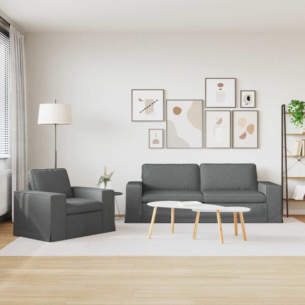 vidaXL Sofa 2 pcs Dunkelgrau