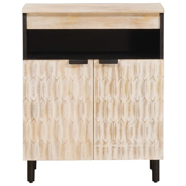 vidaXL Sideboard mit T&uuml;r Wei&szlig;e gewaschene Oberfl&auml;che 60 x 33 x 75 cm