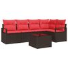 vidaXL Gartensofa-set 6 stk. Braun und Rot Poly-Rattan