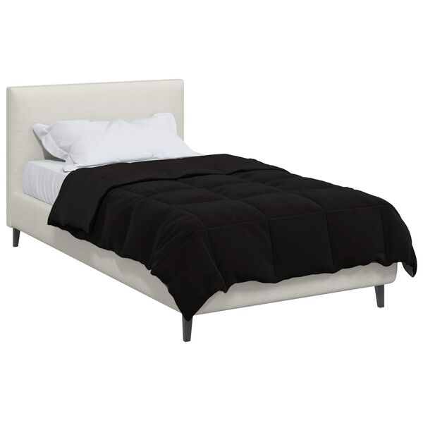 vidaXL Ganzjahresbettdecke Gepolstert Schwarz 135 x 220 cm Mikrofaser