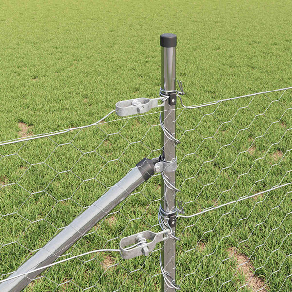 vidaXL Zaun mit Pfosten Silber 0,8 x 10 m PVC-beschichteter Stahl