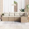 vidaXL Sofa Set mit Kissen 5 pcs Beige und Wei&szlig; Poly-Rattan