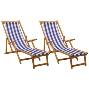 vidaXL Klappbare Sonnenliege 2 pcs 3 Position Massives Eukalyptus Holz