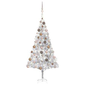 vidaXL K&uuml;nstlicher Weihnachtsbaum Beleuchtung & Kugeln Silber 180 cm