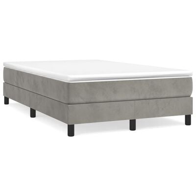 vidaXL Boxspringbett mit Matratze Hellgrau 120x200 cm Samt