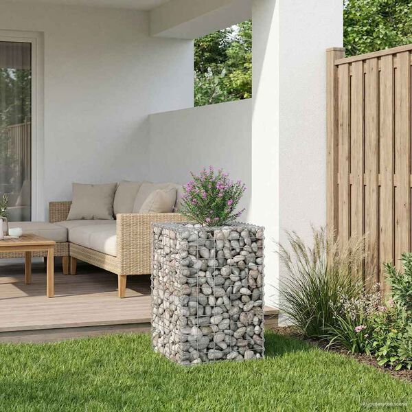 vidaXL Gabionen Hochbeet Silber 50 x 50 x 80 cm Verzinkter Stahl