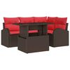 vidaXL Gartensofa-set mit Kissen mit Speicher 5 pcs Braun Poly Rattan