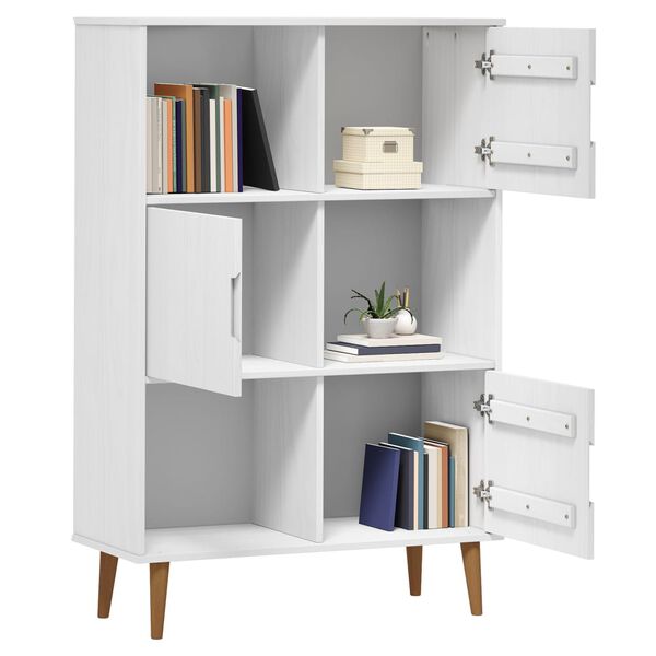 vidaXL B&uuml;cherregal MOLDE Wei&szlig; 90x35x133,5 cm Massivholz Kiefer
