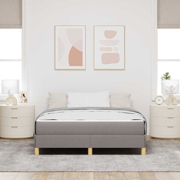 vidaXL Boxspringbett mit Matratze Taupe 160 x 200 cm Stoff