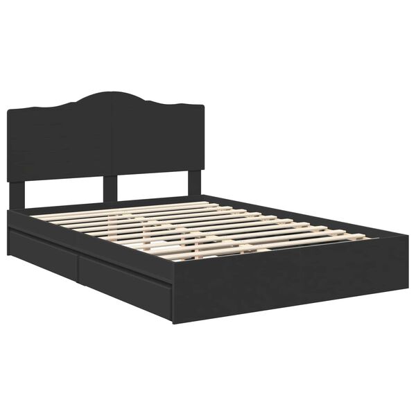 vidaXL Aufbewahrungsbett Schwarz 150 x 200 cm Holzwerkstoff