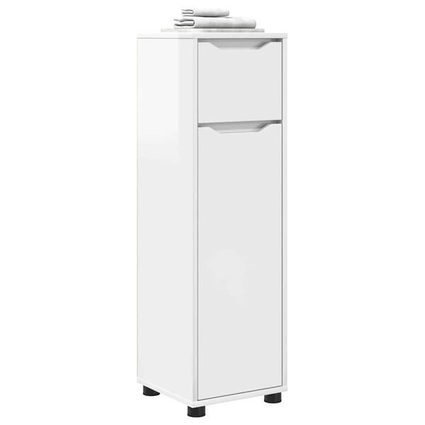 vidaXL Badezimmerschrank mit Regal Hochglanz Wei&szlig; 30,5 x 30 x 101 cm