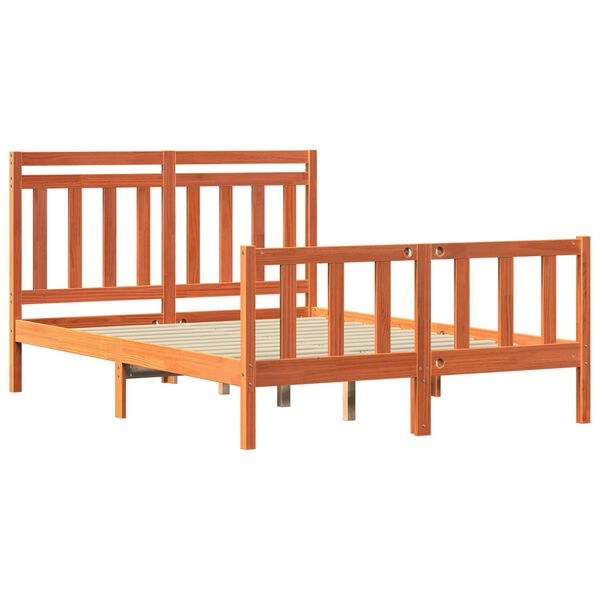 vidaXL Bettrahmen mit Kopfteil Wachsbraun 205,5 x 155,5 x 100 cm