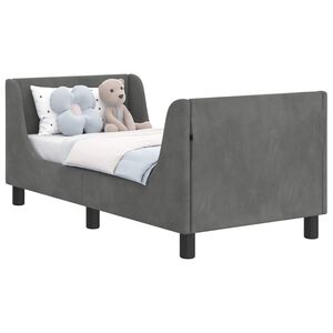 vidaXL Kinderbettgestell mit Kopfteil Dunkelgrau 70 x 140 cm Samt