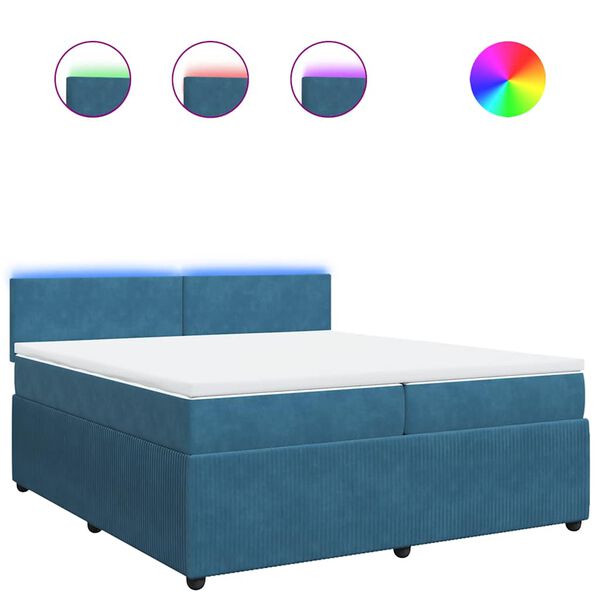 vidaXL Boxspringbett mit Matratze Blau 200x200 cm Samt
