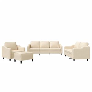 vidaXL 4-tlg. Sofagarnitur mit Kissen Creme Stoff